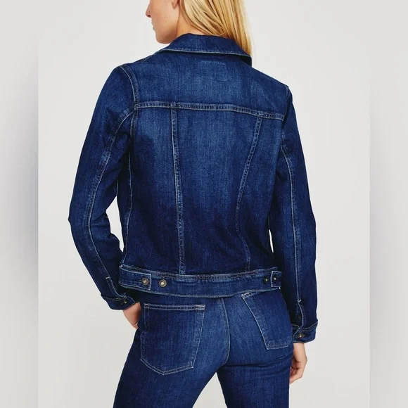 AG Mya Classic Fit Button Down Jean Denim Jacket in Easy Street Dark Wash size M - Picture 6 of 13